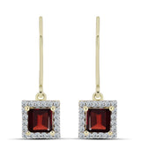Cercei din Argint 925 Placat cu Aur ( 2.28 grame ) cu Granat Barton și Topaz Alb 1.68 Carate