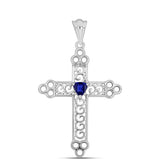 Cruce Pandantiv din Argint 925 ( 1.71 grame ) cu Safir Albastru Australian 0.34 Carate