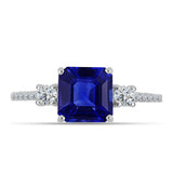 Inel din Argint 925 ( 1.94 grame ) cu Safir Albastru Australian și Topaz Alb 4.18 Carate