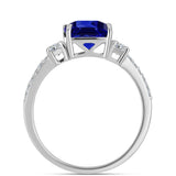 Inel din Argint 925 ( 1.94 grame ) cu Safir Albastru Australian și Topaz Alb 4.18 Carate