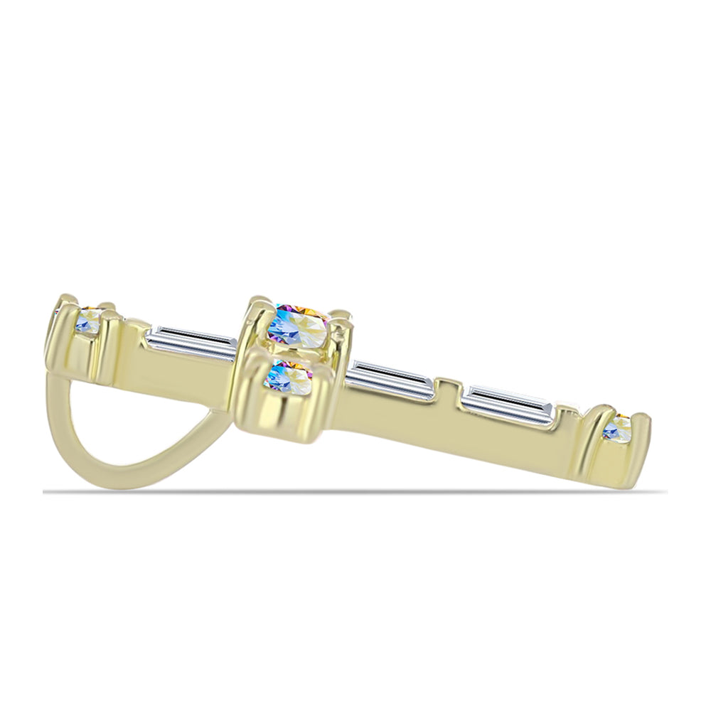 Cruce Pandantiv din Argint 925 Placat cu Aur ( 0.93 grame ) cu Moissanit de Gheață și Zircon Alb 0.63 Carate