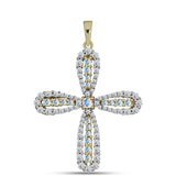 Cruce Pandantiv din Argint 925 Placat cu Aur ( 2.5 grame ) cu Moissanit de Gheață și Topaz Alb 1.69 Carate