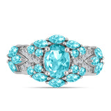Inel din Argint 925 ( 3.97 grame ) cu Cuarț Paraiba și Topaz Alb 2.25 Carate