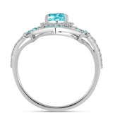 Inel din Argint 925 ( 4.06 grame ) cu Cuarț Paraiba și Topaz Alb 2.26 Carate