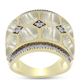 Inel din Argint 925 Placat cu Aur ( 10.33 grame ) cu Sidef și Topaz Alb 6.7 Carate