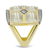 Inel din Argint 925 Placat cu Aur ( 10.33 grame ) cu Sidef și Topaz Alb 6.7 Carate