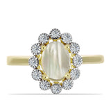 Inel din Argint 925 Placat cu Aur ( 2.44 grame ) cu Sidef și Topaz Alb 1.14 Carate