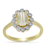 Inel din Argint 925 Placat cu Aur ( 2.44 grame ) cu Sidef și Topaz Alb 1.14 Carate