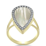 Inel din Argint 925 Placat cu Aur ( 4.82 grame ) cu Sidef și Topaz Alb 4.59 Carate