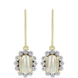 Cercei din Argint 925 Placat cu Aur ( 2.68 grame ) cu Sidef și Topaz Alb 2.02 Carate