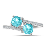 Inel din Argint 925 ( 2.24 grame ) cu Cuarț Paraiba și Topaz Alb 1.22 Carate