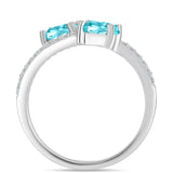 Inel din Argint 925 ( 2.24 grame ) cu Cuarț Paraiba și Topaz Alb 1.22 Carate
