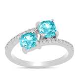 Inel din Argint 925 ( 2.24 grame ) cu Cuarț Paraiba și Topaz Alb 1.22 Carate