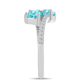 Inel din Argint 925 ( 2.24 grame ) cu Cuarț Paraiba și Topaz Alb 1.22 Carate