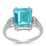 Inel din Argint 925 ( 3.19 grame ) cu Cuarț Paraiba și Topaz Alb 5.48 Carate