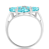Inel din Argint 925 ( 3.83 grame ) cu Cuarț Paraiba și Topaz Alb 2.41 Carate