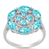 Inel din Argint 925 ( 3.83 grame ) cu Cuarț Paraiba și Topaz Alb 2.41 Carate