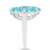 Inel din Argint 925 ( 3.83 grame ) cu Cuarț Paraiba și Topaz Alb 2.41 Carate