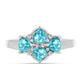 Inel din Argint 925 ( 2.97 grame ) cu Cuarț Paraiba și Topaz Alb 0.93 Carate
