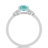 Inel din Argint 925 ( 2.12 grame ) cu Cuarț Paraiba și Topaz Alb 0.93 Carate