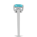 Inel din Argint 925 ( 2.12 grame ) cu Cuarț Paraiba și Topaz Alb 0.93 Carate