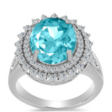 Inel din Argint 925 ( 4.44 grame ) cu Cuarț Paraiba și Topaz Alb 5.17 Carate