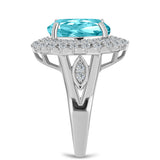 Inel din Argint 925 ( 4.44 grame ) cu Cuarț Paraiba și Topaz Alb 5.17 Carate