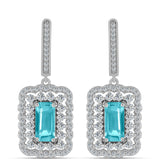 Cercei din Argint 925 ( 7.18 grame ) cu Cuarț Paraiba și Topaz Alb 4.61 Carate