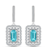 Cercei din Argint 925 ( 7.18 grame ) cu Cuarț Paraiba și Topaz Alb 4.61 Carate
