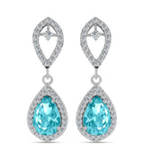 Cercei din Argint 925 ( 4.21 grame ) cu Cuarț Paraiba și Topaz Alb 4.41 Carate