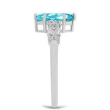 Inel din Argint 925 ( 2.1 grame ) cu Cuarț Paraiba și Topaz Alb 1.07 Carate