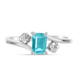 Inel din Argint 925 ( 1.79 grame ) cu Cuarț Paraiba și Topaz Alb 0.59 Carate