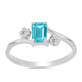 Inel din Argint 925 ( 1.79 grame ) cu Cuarț Paraiba și Topaz Alb 0.59 Carate