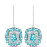 Cercei din Argint 925 ( 3.93 grame ) cu Cuarț Paraiba și Topaz Alb 2.9 Carate