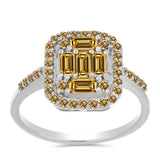Inel din Argint 925 ( 2.65 grame ) cu Moissanite Șampanie 0.97 Carate
