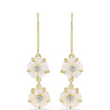 Cercei din Argint 925 Placat cu Aur ( 2.55 grame ) cu Sidef și Topaz Alb 3.9 Carate