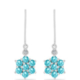 Cercei din Argint 925 ( 2.43 grame ) cu Cuarț Paraiba și Topaz Alb 1.4 Carate