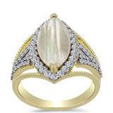 Inel din Argint 925 Placat cu Aur ( 5.02 grame ) cu Sidef și Topaz Alb 3.41 Carate