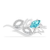 Broşă din Argint 925 ( 1.97 grame ) cu Cuarț Paraiba și Topaz Alb 0.59 Carate