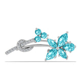 Broşă din Argint 925 ( 2.68 grame ) cu Cuarț Paraiba și Topaz Alb 2.13 Carate