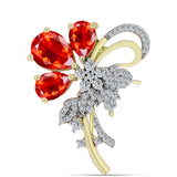 Broşă din Argint 925 Placat cu Aur ( 3.86 grame ) cu Opal Etiopian Lega Dembi Roșu și Topaz Alb 2.59 Carate