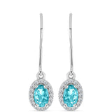 Cercei din Argint 925 ( 1.79 grame ) cu Cuarț Paraiba și Topaz Alb 0.98 Carate