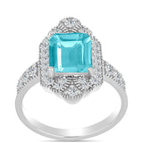 Inel din Argint 925 ( 4.17 grame ) cu Cuarț Paraiba și Topaz Alb 3.39 Carate