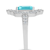 Inel din Argint 925 ( 4.17 grame ) cu Cuarț Paraiba și Topaz Alb 3.39 Carate