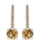 Cercei din Argint 925 ( 3 grame ) cu Moissanite Șampanie 2.57 Carate