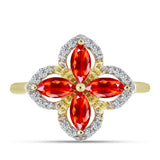 Inel din Argint 925 Placat cu Aur ( 2.57 grame ) cu Opal Etiopian Lega Dembi Roșu și Topaz Alb 0.77 Carate