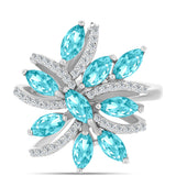 Inel din Argint 925 ( 5.32 grame ) cu Cuarț Paraiba și Topaz Alb 2.18 Carate