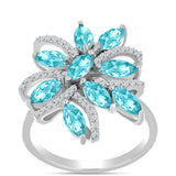 Inel din Argint 925 ( 5.32 grame ) cu Cuarț Paraiba și Topaz Alb 2.18 Carate