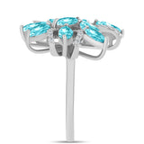 Inel din Argint 925 ( 5.32 grame ) cu Cuarț Paraiba și Topaz Alb 2.18 Carate