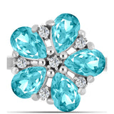 Inel din Argint 925 ( 2.72 grame ) cu Cuarț Paraiba și Topaz Alb 1.84 Carate
